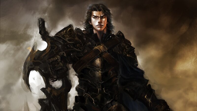Warrior in Dark Armor — Black, Dramatic, Digital Art