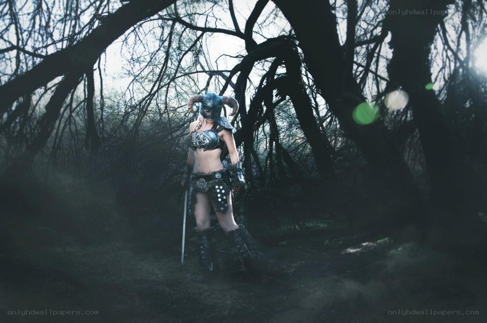 warrior in dark forest