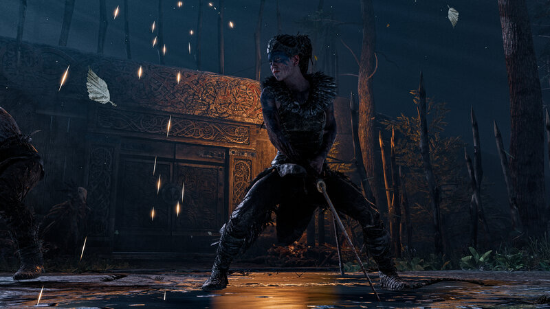 Warrior in Dark Forest — Black, Dark, Dramatic