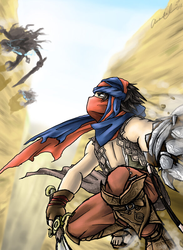 warrior in desert canyon