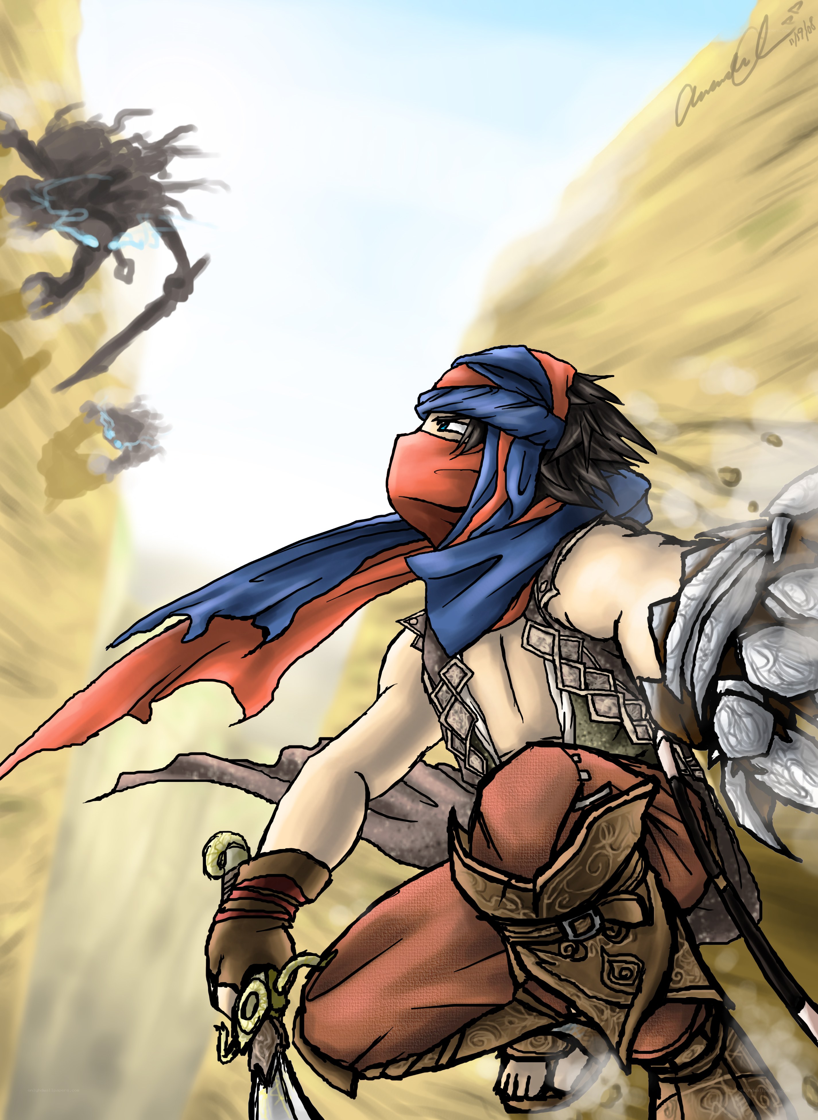 warrior in desert canyon