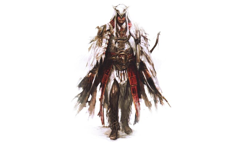 warrior in feathered armor