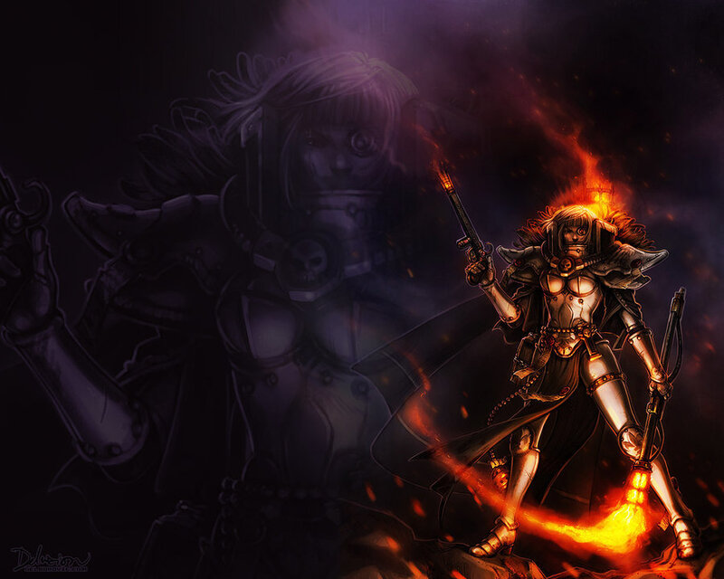 Warrior in fiery armor