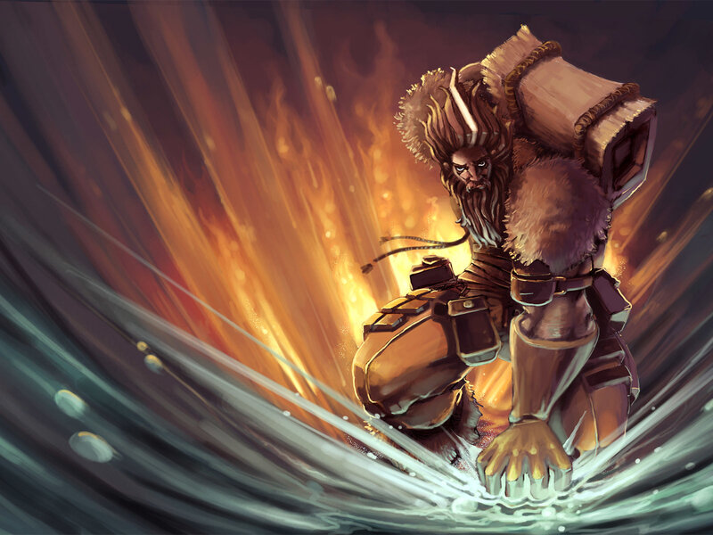 Warrior in fiery tunnel