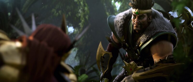 Warrior in Forest — Green, Dramatic