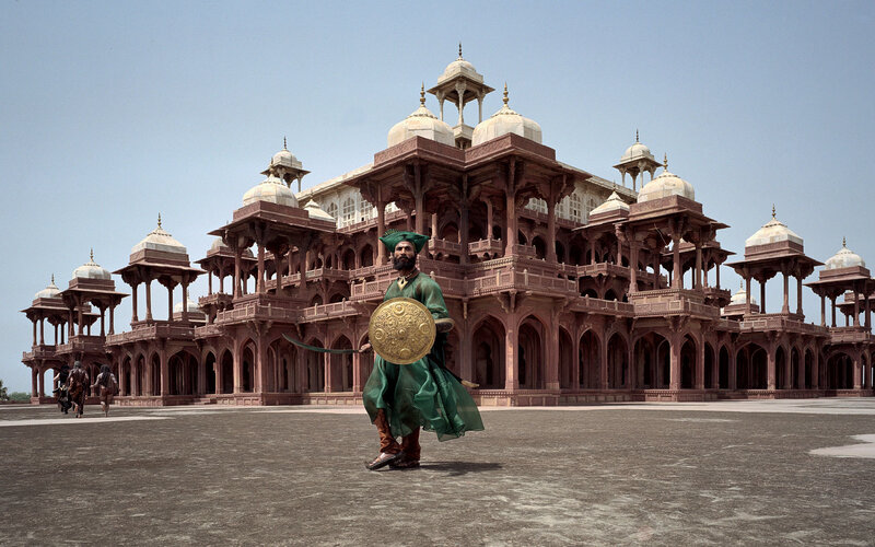 Warrior in front of palace