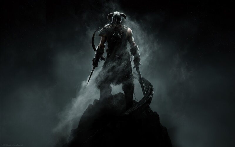 Warrior in Horned Helmet — Black, Dramatic, Night, Digital Art