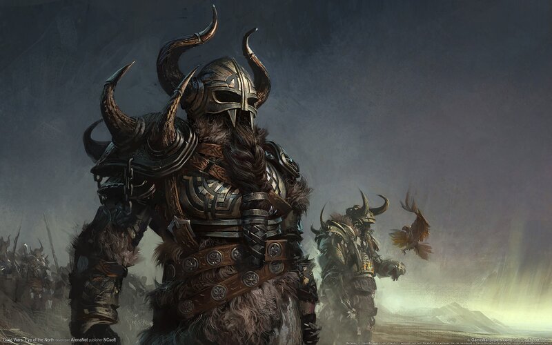 Warrior in Horned Helmet — Gray, Dramatic, Digital Art, Armored Warrior