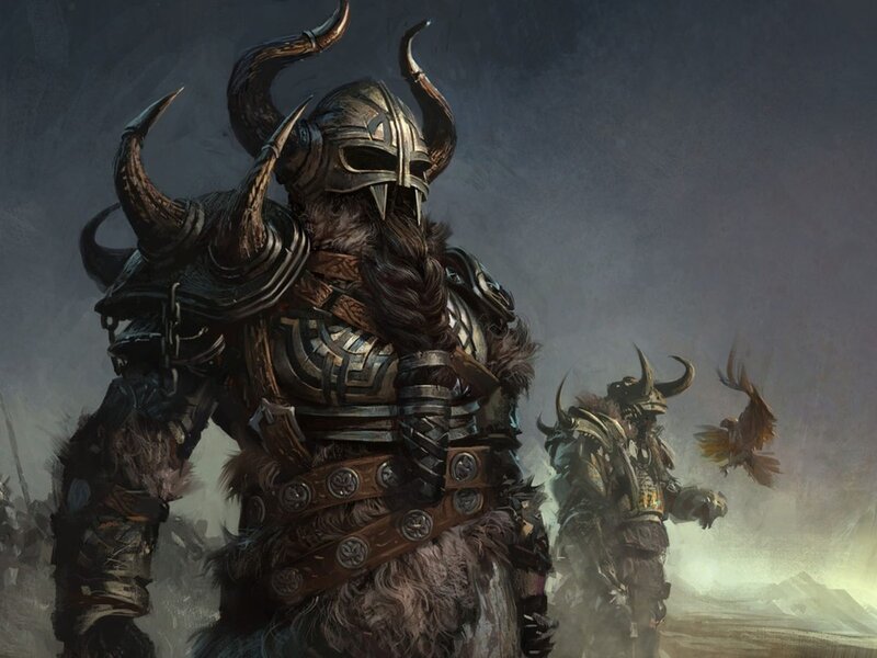 Warrior in Horned Helmet — Gray