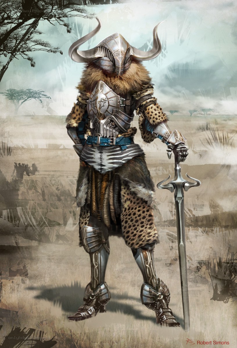 warrior in horned helmet