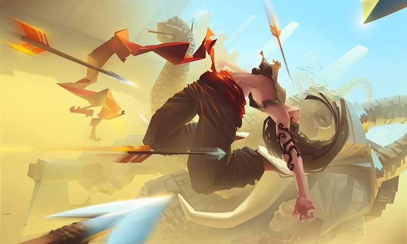 Warrior in Mid-air Combat — Yellow