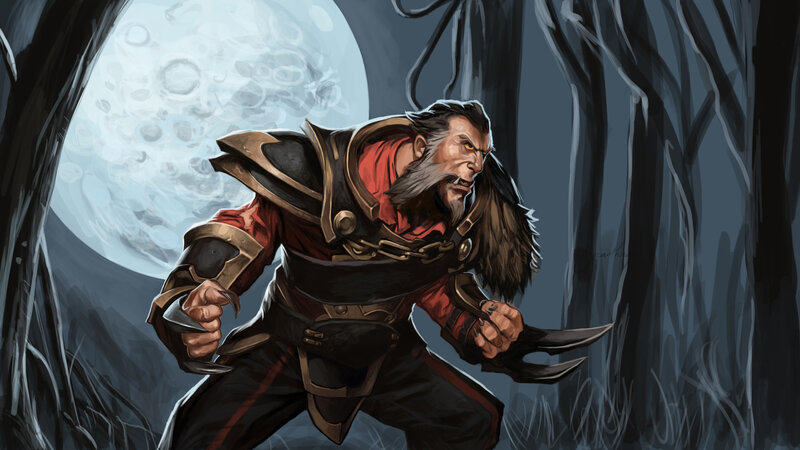 warrior in moonlit forest