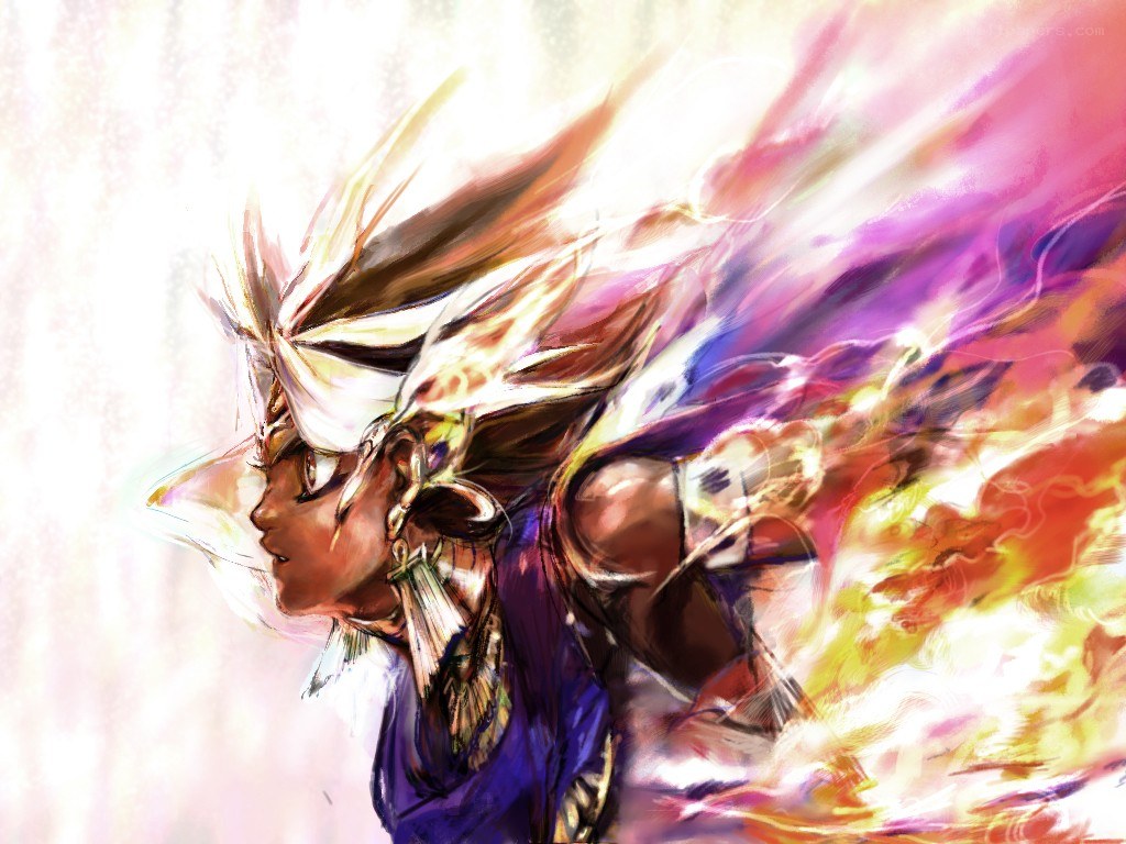 warrior in motion with energy aura