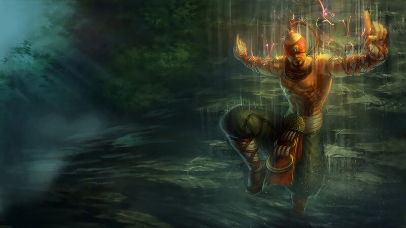 warrior in mystical rain