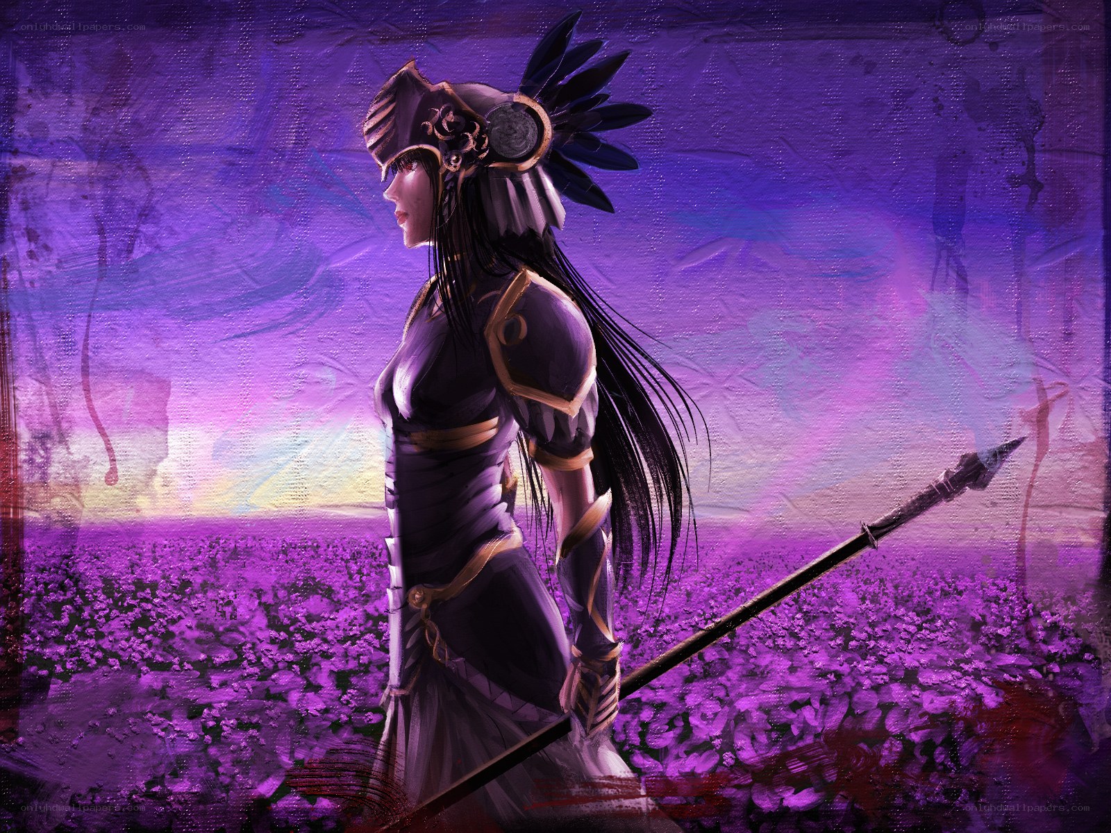 warrior in purple field