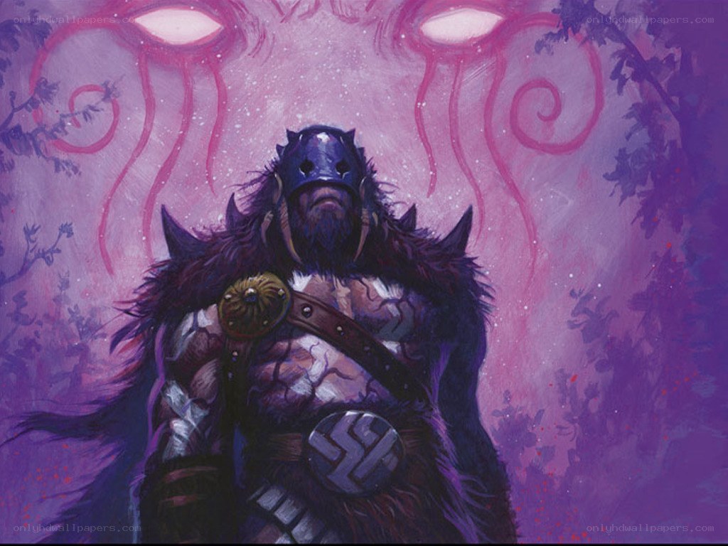 warrior in purple mist