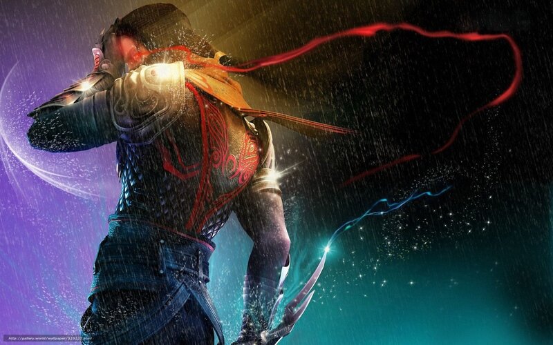 Warrior in Rain — Purple, Dramatic