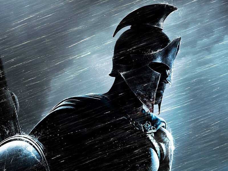 warrior in rain storm