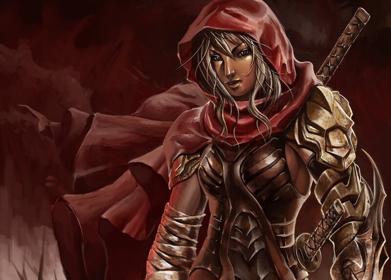 warrior in red cloak