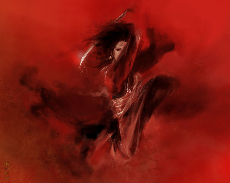 warrior in red mist