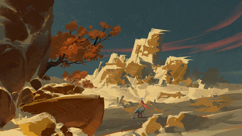 Warrior in Ruined City — Brown