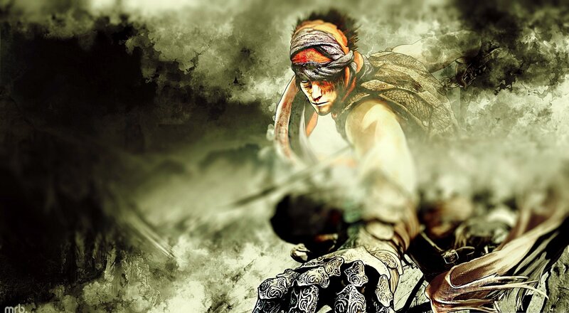 warrior in smoky battle