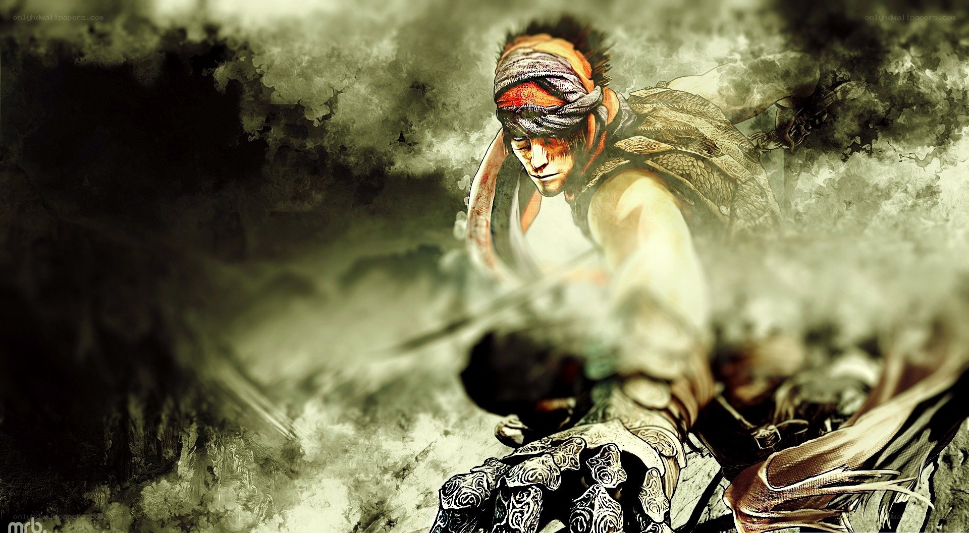 warrior in smoky battle