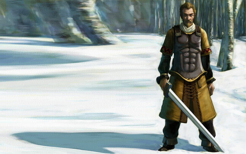 warrior in snowy forest