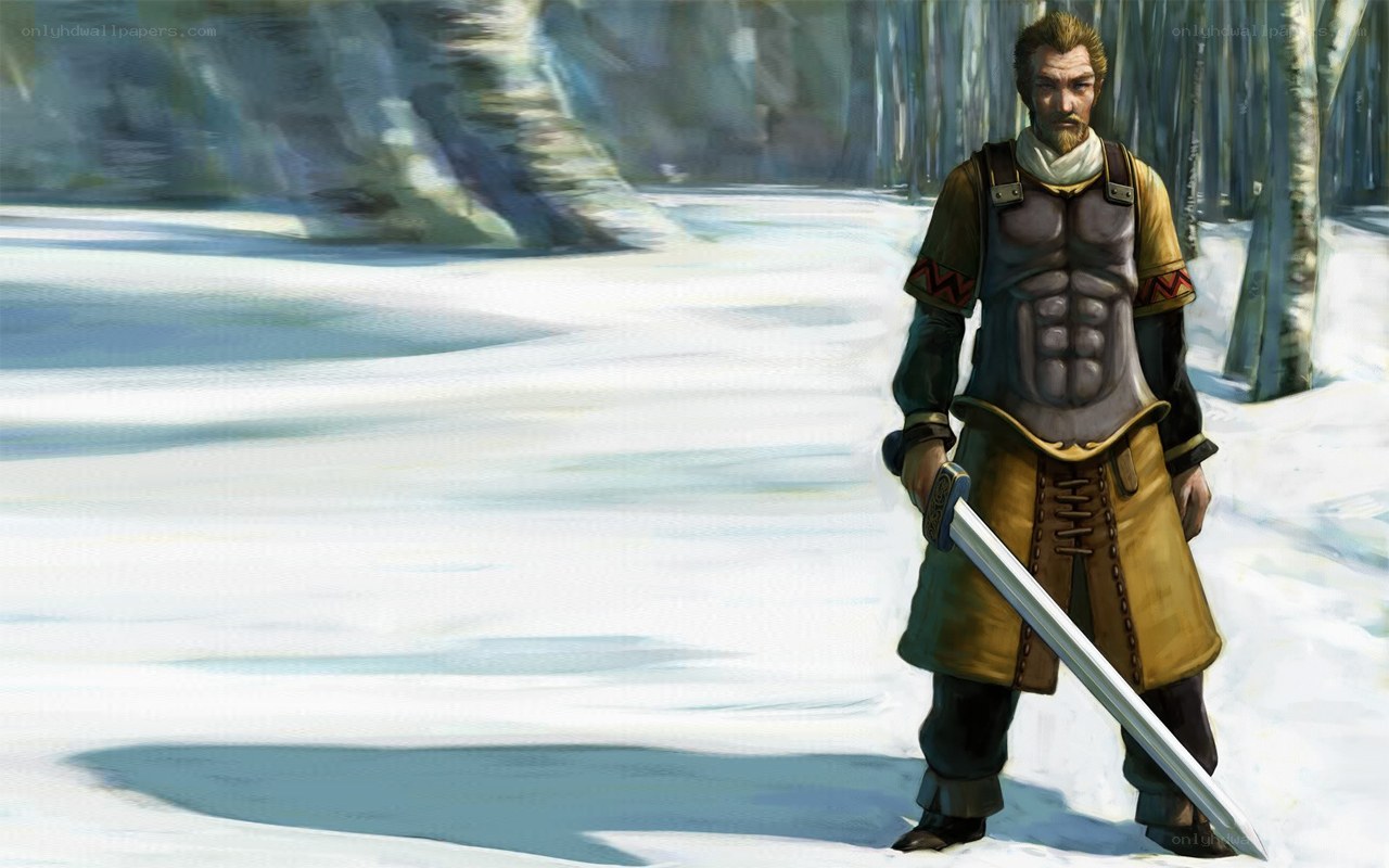 warrior in snowy forest