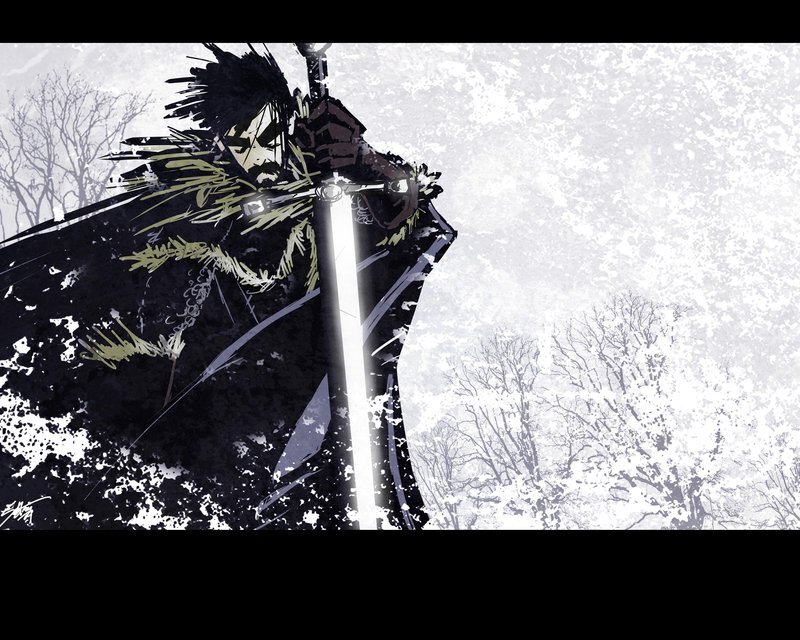 warrior in snowy forest