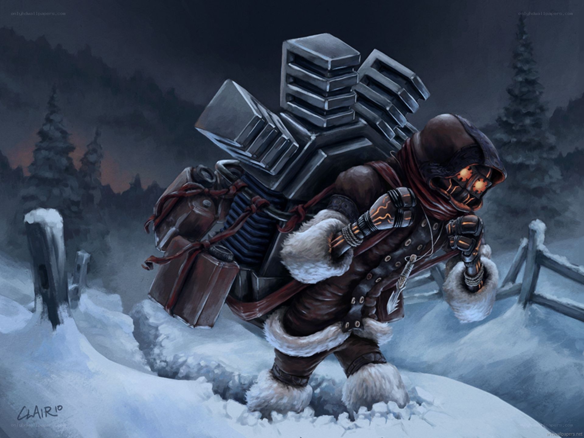 warrior in snowy landscape