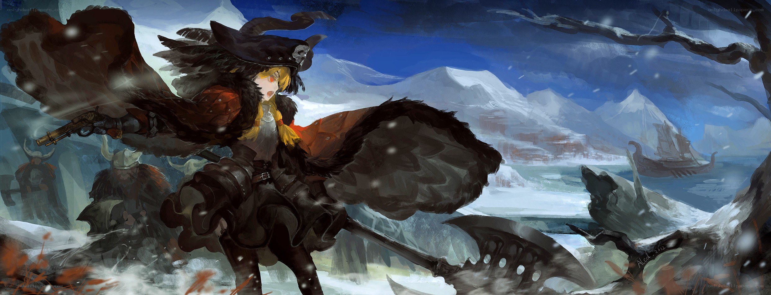 warrior in snowy landscape