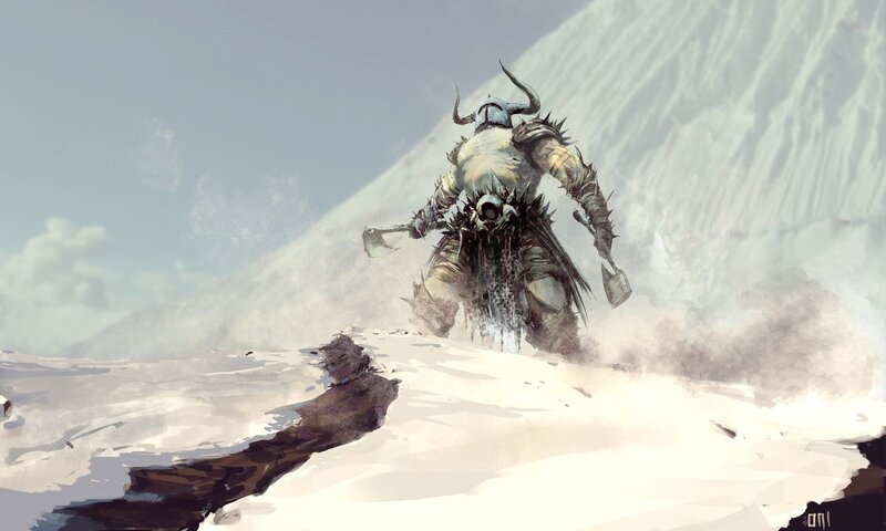 warrior in snowy landscape