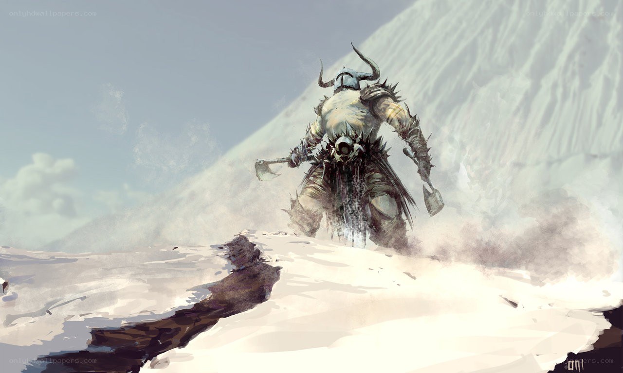 warrior in snowy landscape