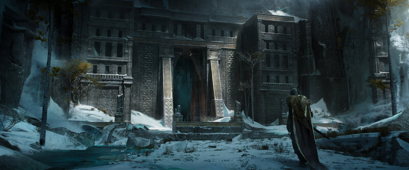 Warrior in Snowy Landscape — Gray