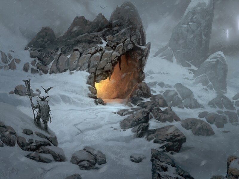 Warrior in Snowy Landscape — White