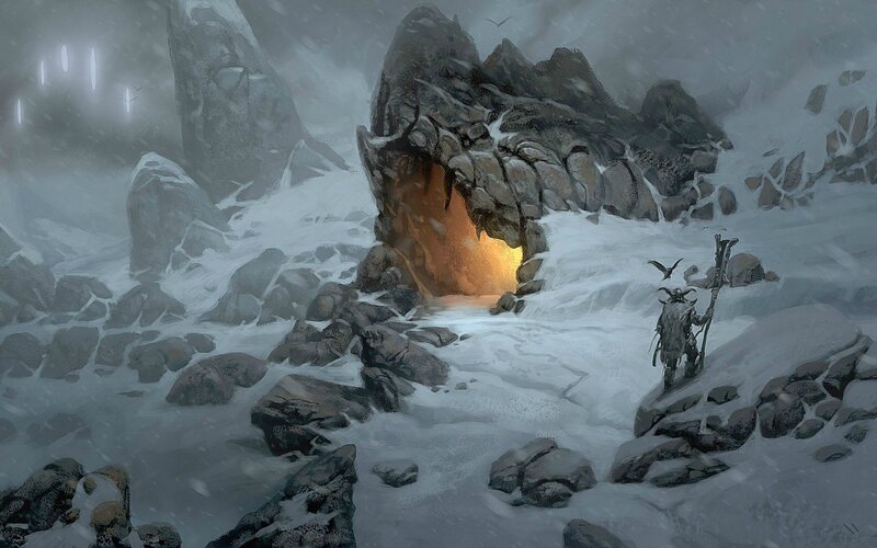 Warrior in Snowy Mountains — Gray