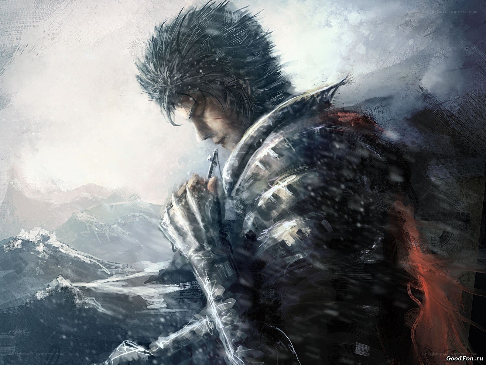 warrior in snowy mountains
