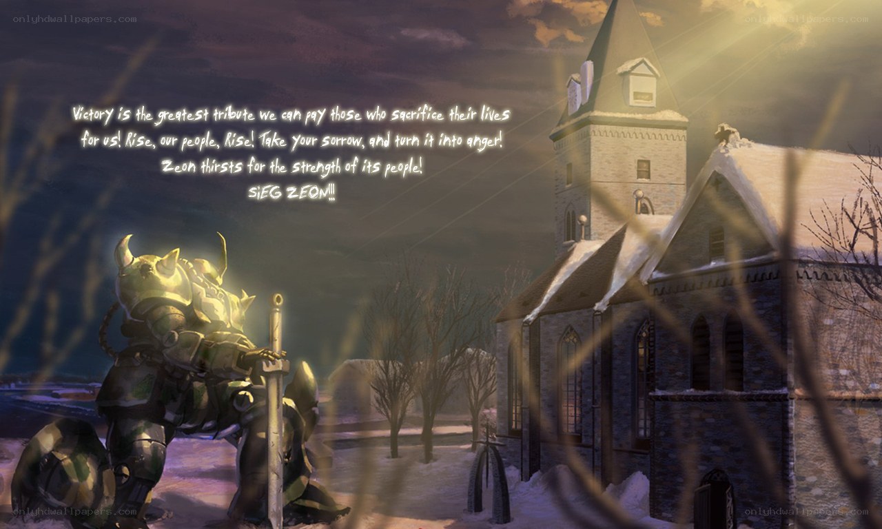 Warrior in snowy village
