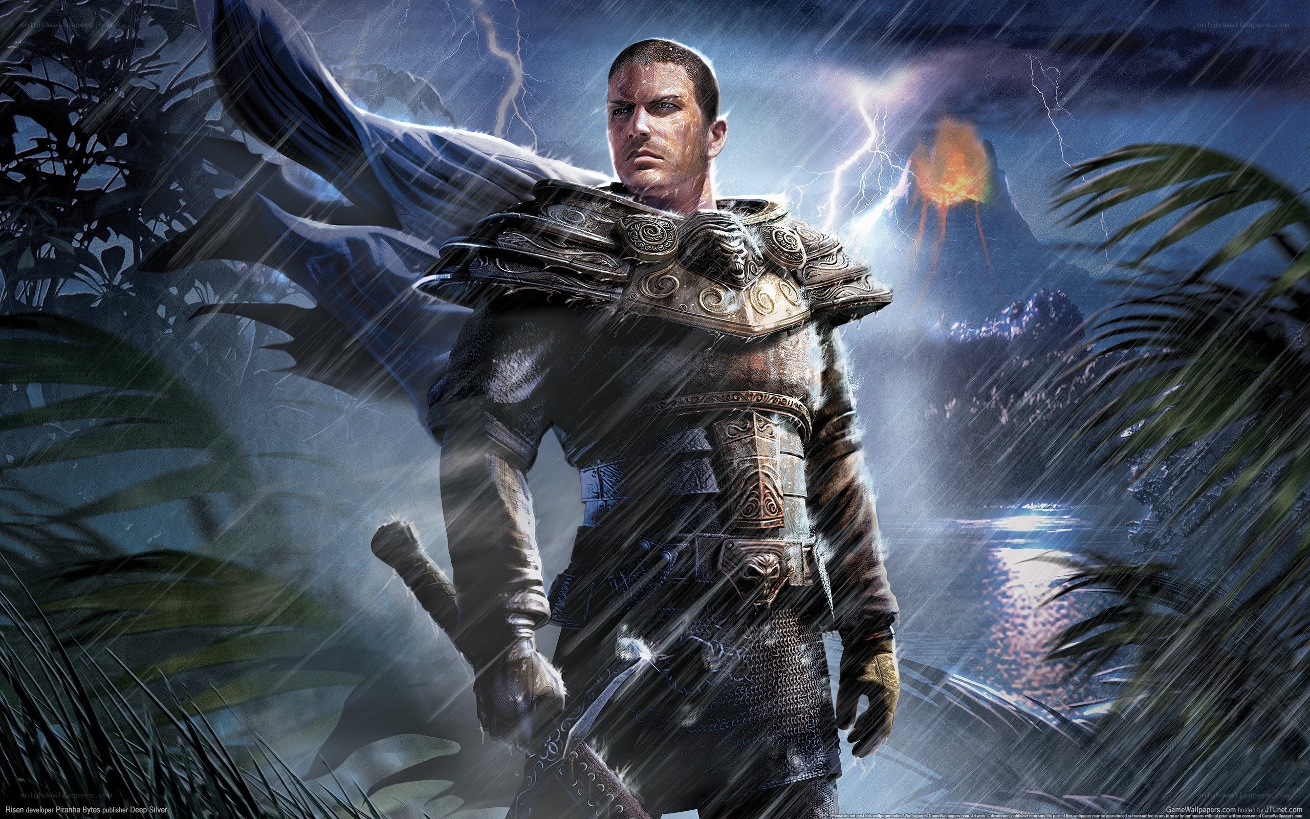 warrior in stormy jungle