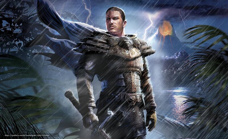 warrior in stormy jungle