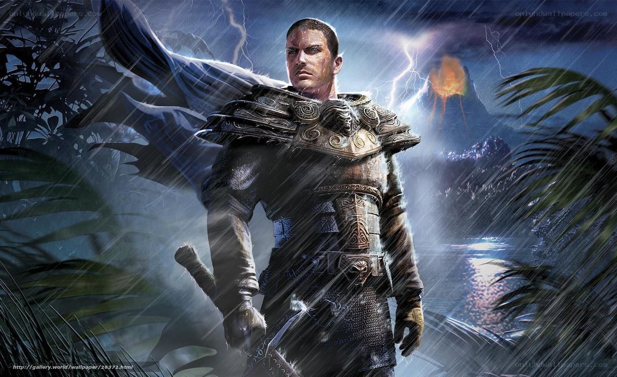 warrior in stormy jungle