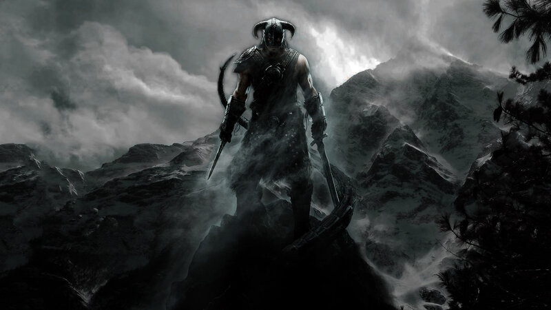 warrior in stormy mountains