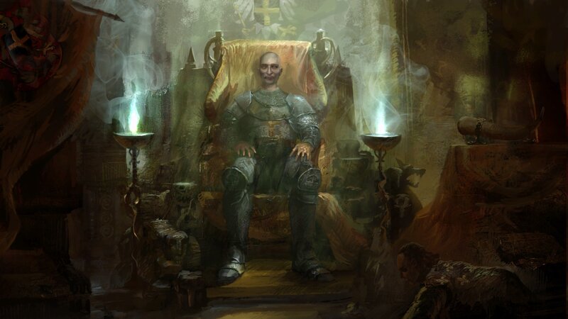 Warrior king on a throne