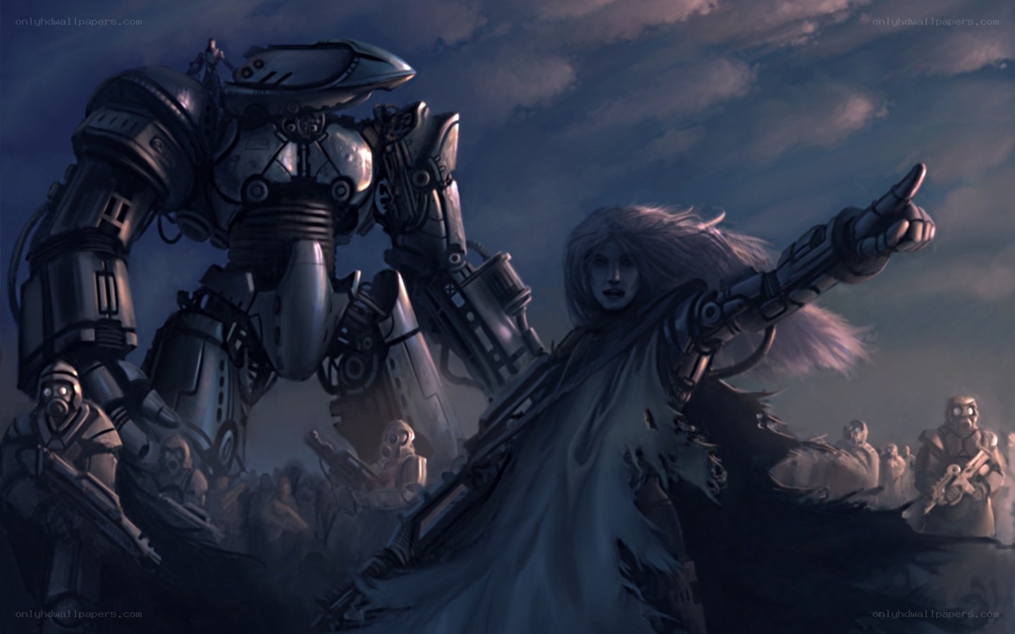 Warrior leading a mechanized army