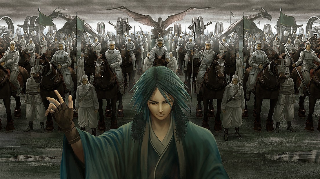 Warrior leading an army