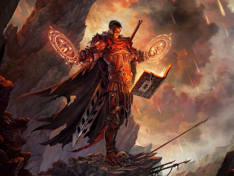 Warrior Mage with Book — Red
