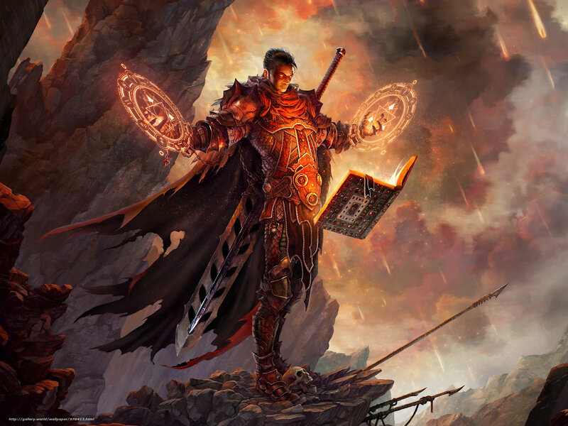 Warrior mage with glowing artifacts