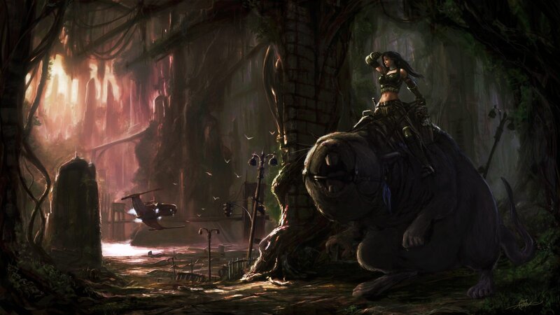 Warrior on a beast in jungle