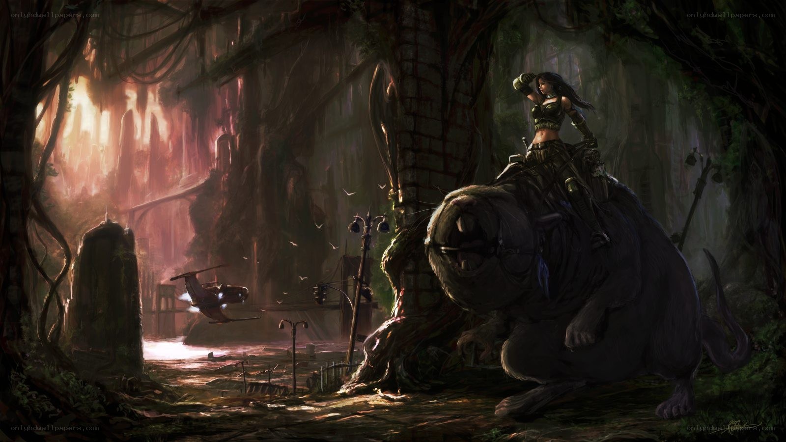 Warrior on a beast in jungle